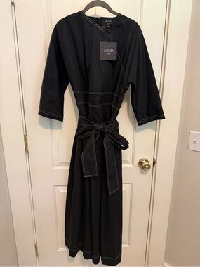Aleeza Paris Black Belted Midi Dress- NWT- XL